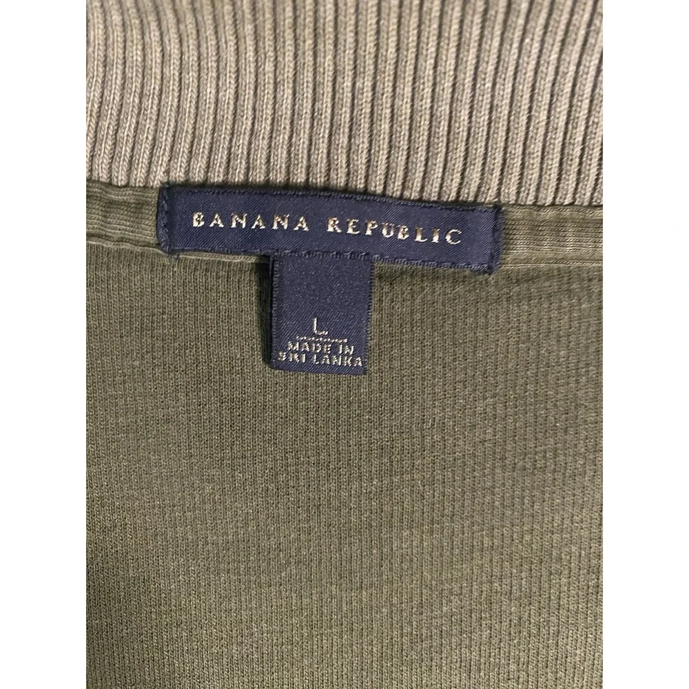 Banana Republic Quarter Zip Sweater Men's Large Olive Green‎ Pullover Mock Neck